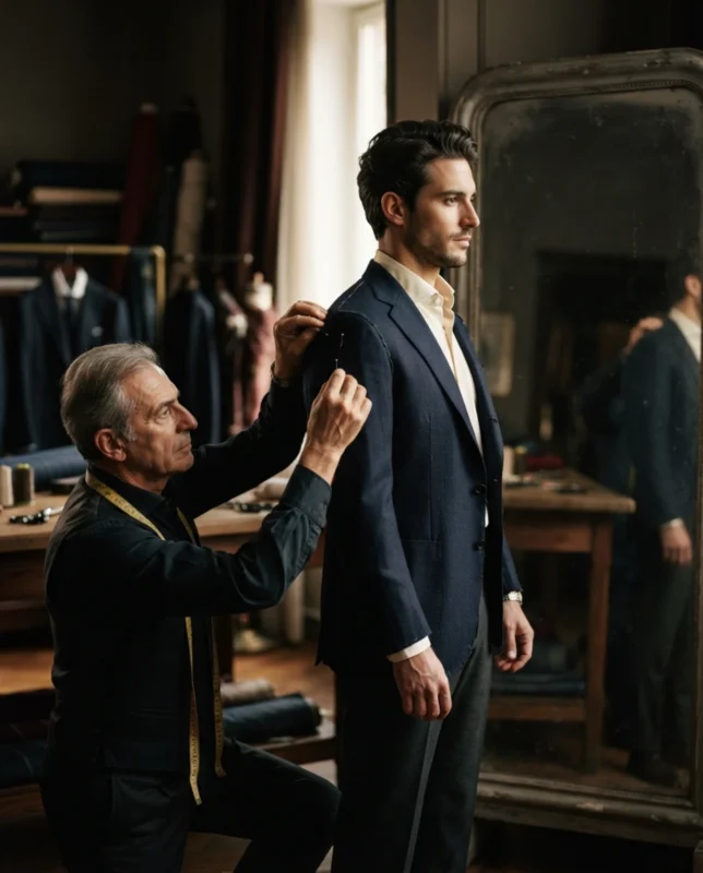 Bespoke suit fitting at Bespoke Suits Bangkok, the best tailor in Phrom Phong