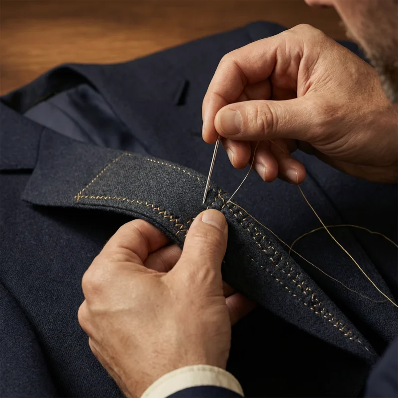 Hand-canvassed jacket detail at Bespoke Suits Bangkok, the best tailor in Thonglor